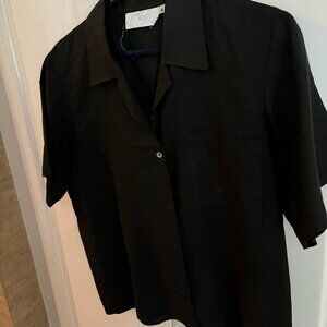 Black linen button-down shirt
